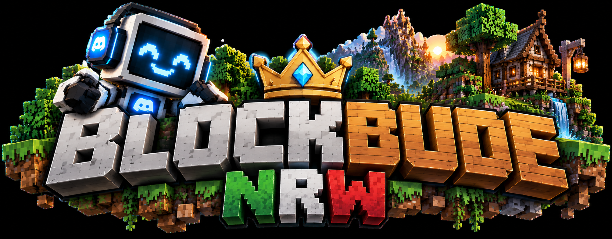 Blockbude NRW mit Blocky und Krone
